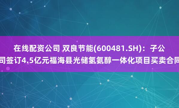 在线配资公司 双良节能(600481.SH)：子公司签订4.5亿元福海县光储氢氨醇一体化项目买卖合同